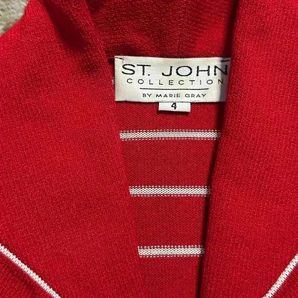 St. John Red Striped Jacket - Picture 6 of 6